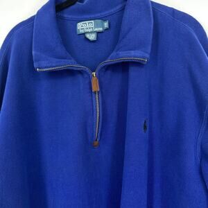 Polo Ralph Lauren Royal Blue Quarter Zip Pullover Men’s XLT Cotton Sweater